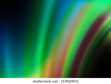 Dark Blue, Green vector template with lines, ovals. Modern gradient abstract illustration with bandy lines. The template for cell phone backgrounds.