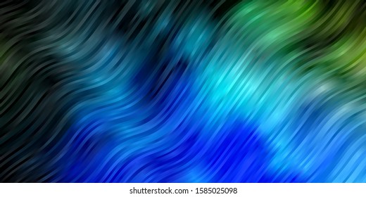 Dark Blue, Green vector template with curves. Brand new colorful illustration with bent lines. Pattern for websites, landing pages.
