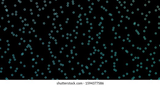Dark Blue, Green vector template with neon stars. Decorative illustration with stars on abstract template. Design for your business promotion.