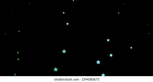 Dark Blue, Green vector template with neon stars. Colorful illustration in abstract style with gradient stars. Theme for cell phones.