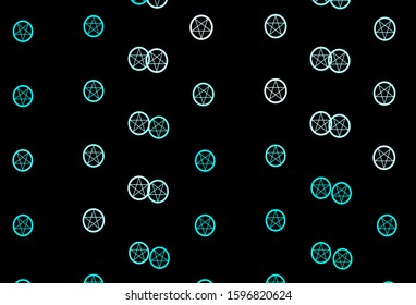Dark Blue, Green vector template with esoteric signs. Colorful mystic symbols with a gradient in ancient style. Design for magic, spiritual events.