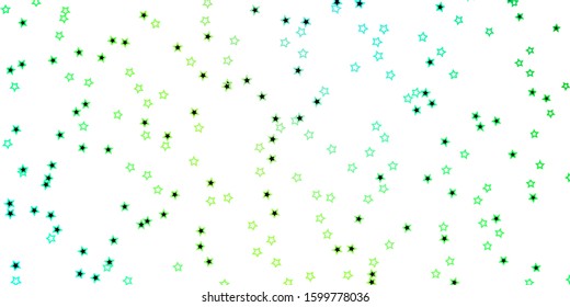 Dark Blue, Green vector template with neon stars. Modern geometric abstract illustration with stars. Pattern for wrapping gifts.