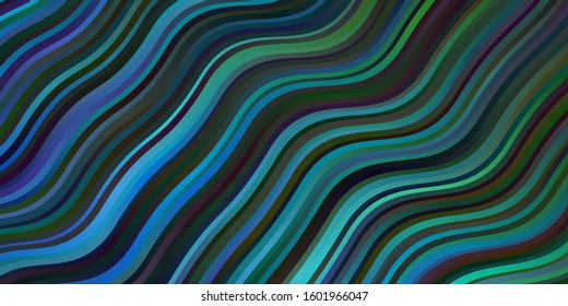 Dark Blue, Green vector template with curved lines. Illustration in abstract style with gradient curved.  Pattern for commercials, ads.