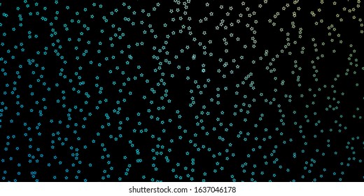 Dark Blue, Green vector template with neon stars. Blur decorative design in simple style with stars. Design for your business promotion.