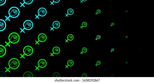 Dark Blue, Green vector template with businesswoman signs. Simple design in abstract style with women’s rights activism. Best design to show the power of women.
