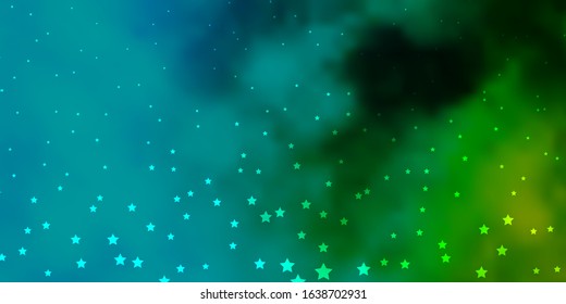 Dark Blue, Green vector template with neon stars. Blur decorative design in simple style with stars. Design for your business promotion.