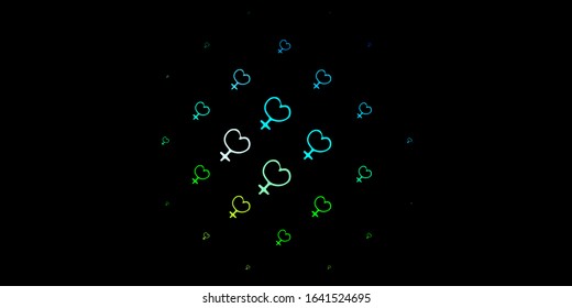 Dark Blue, Green vector template with businesswoman signs. Simple design in abstract style with women’s rights activism. Simple design for your web site.
