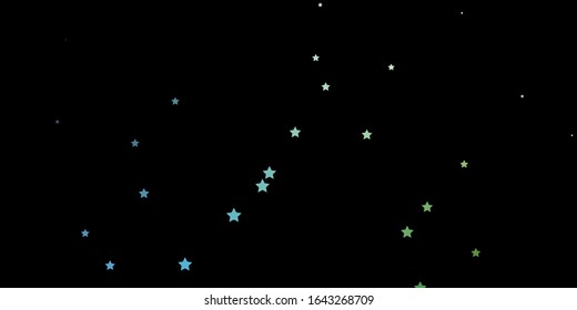 Dark Blue, Green vector template with neon stars. Colorful illustration with abstract gradient stars. Best design for your ad, poster, banner.