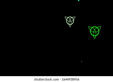 Dark Blue, Green vector template with esoteric signs. Colorful vintage illustration with gradient alchemy shapes. Design for magic, spiritual events.