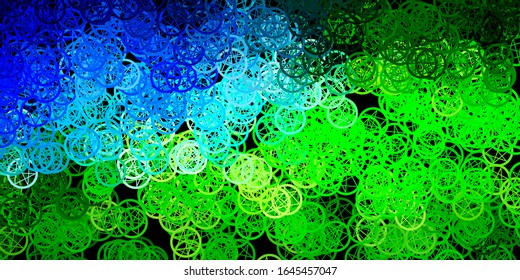 Azul oscuro, plantilla vectorial verde con signos esotéricos. Ilustración abstracta con formas de degradado gótico. Mejor diseño de eventos de halloween.