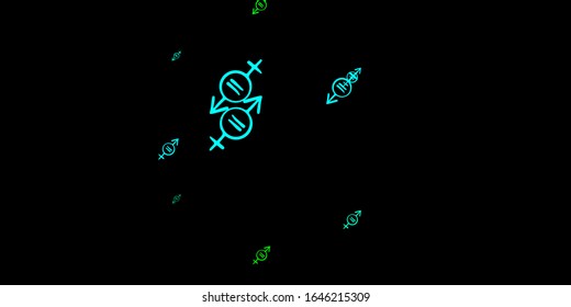 Dark Blue, Green vector template with businesswoman signs. Colorful illustration with gradient feminism shapes. Background for International Women’s Day.