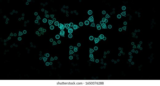 Dark Blue, Green vector template with esoteric signs. Illustration with magical signs of spiritual power. Design for magic, spiritual events.