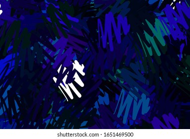 Azul oscuro, plantilla vectorial verde con palos repetidos. Líneas sobre fondo abstracto borroso con degradado. Mejor diseño para tu anuncio, afiche, banner.