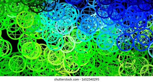 Dark Blue, Green vector template with esoteric signs. Abstract illustration with gothic gradient shapes. Simple design for occult depiction.