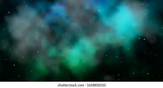 Dark Blue, Green vector template with neon stars. Modern geometric abstract illustration with stars. Theme for cell phones.