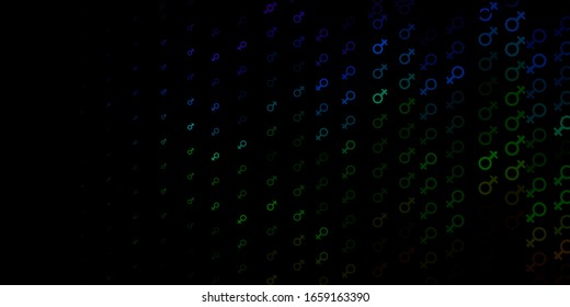 Dark Blue, Green vector template with businesswoman signs. Simple design in abstract style with women’s rights activism. Background for International Women’s Day.