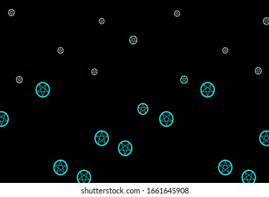 Dark Blue, Green vector template with esoteric signs. Retro design in abstract style with witchcraft forms. Background for esoteric, mystic designs.