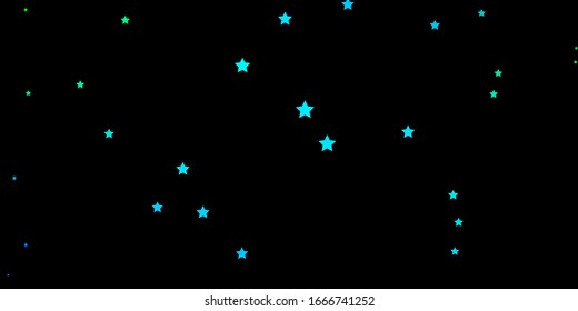 Dark Blue, Green vector template with neon stars. Blur decorative design in simple style with stars. Design for your business promotion.