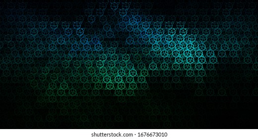 Dark Blue, Green vector template with esoteric signs. Colorful mystic symbols with a gradient in ancient style. Simple base for your occult design.