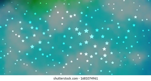 Dark Blue, Green vector template with neon stars. Blur decorative design in simple style with stars. Pattern for websites, landing pages.
