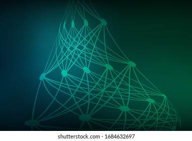 Dunkelblaue, grüne Vektorillustration-Vorlage mit künstlicher Intelligenz. Leuchtende Illustration mit AI-Formen auf abstrakter Vorlage. Kluges Design für die Förderung von Angebotsdaten.