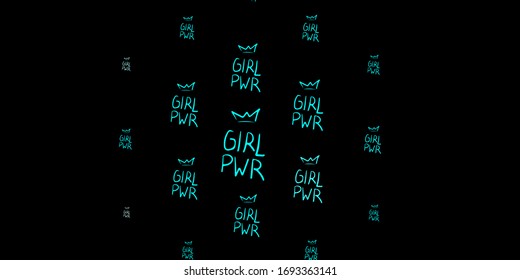 Dark Blue, Green vector template with businesswoman signs. Colorful illustration with gradient feminism shapes. Simple design for your web site.