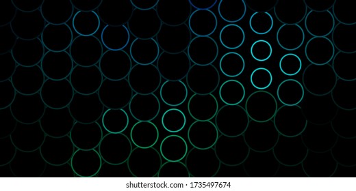 Dark Blue, Green vector template with circles. Illustration with set of shining colorful abstract spheres. Pattern for booklets, leaflets.