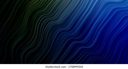 Dark Blue, Green vector template with wry lines. Illustration in abstract style with gradient curved.  Template for cellphones.