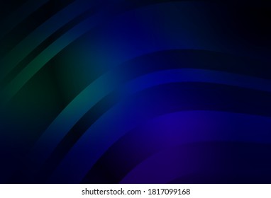 Azul oscuro, plantilla vectorial verde con líneas irregulares. Ilustración abstracta brillante con líneas irónicas. Diseño de negocio para afiches, banners.