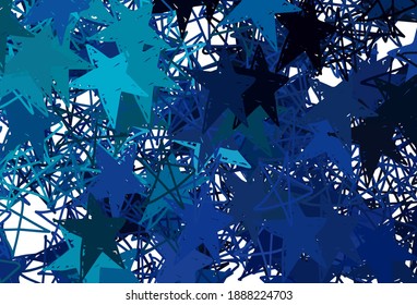 Dark Blue, Green vector template with sky stars. Modern geometrical abstract illustration with stars. Pattern for astrology websites.