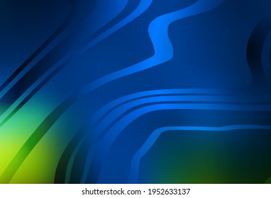 Dark Blue, Green vector template with curved lines. Brand new colorful illustration in curved style. Elegant pattern for a brand book.