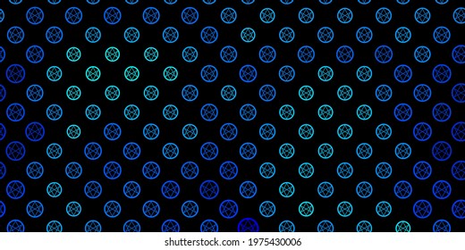 Dark Blue, Green vector template with esoteric signs. Retro design in abstract style with witchcraft forms. Simple base for your occult design.