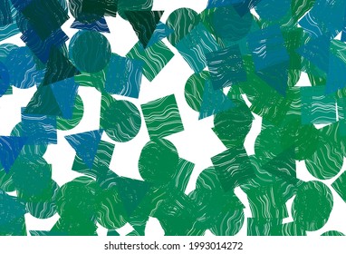 Dark  blue, green vector template with crystals, circles, squares. Glitter abstract illustration with spheres, squares, lines. Pattern for busines ad, booklets, leaflets