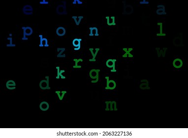 Dark blue, green vector template with isolated letters. Shining illustration with ABC symbols on abstract template. Best design for your ad, poster, banner of college.