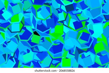 Azul oscuro, plantilla vectorial verde en estilo hexagonal. Ilustración con un conjunto de hexágonos coloridos. Nueva plantilla para tu libro de marcas.