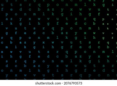 Dark blue, green vector template with isolated letters. Abstract illustration with colored latin alphabet. The pattern can be used as ads, poster, banner for books.