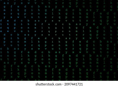 Dark blue, green vector template with isolated letters. Modern geometrical illustration with ABC english symbols. Smart design for your business advert of university.
