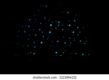 Dark blue, green vector template with crystals, circles, squares. Illustration with set of colorful circles, triangles, squares. Pattern for commercials.
