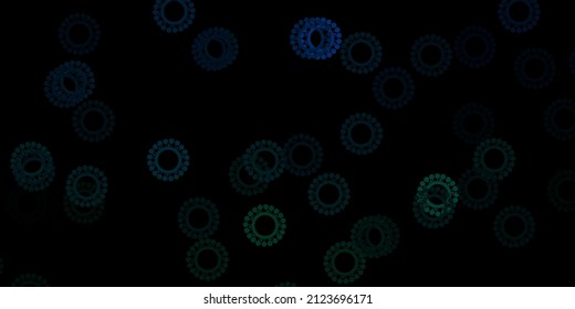 Dark blue, green vector template with flu signs. Smart illustration with covid signs in decorative style. Simple design against epidemic information.