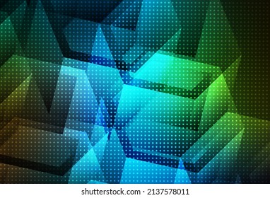Dark Blue, Green vector template in hexagonal style. Illustration of colored hexagons on blur surface. Design for your business advert.