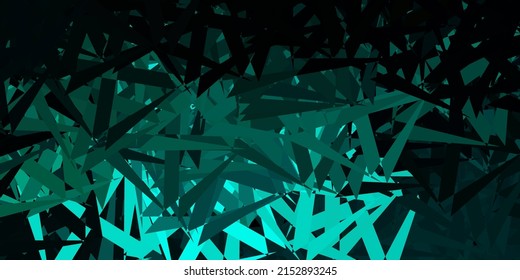 Plantilla vectorial verde azul oscuro con formas triangulares. Diseño sencillo de estilo abstracto con triángulos, líneas. Patrón para promociones.