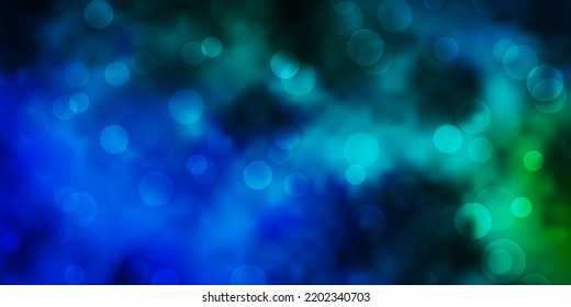 Dark Blue, Green vector template with circles. Colorful illustration with gradient dots in nature style. Design for your commercials.
