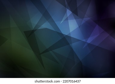 Azul oscuro, plantilla vectorial verde con cristales, triángulos. Ilustración abstracta moderna con triángulos coloridos. Patrón de folletos y folletos