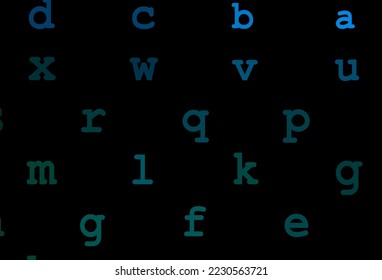 Dark blue, green vector template with isolated letters. Shining illustration with ABC symbols on abstract template. Smart design for your business advert of university.