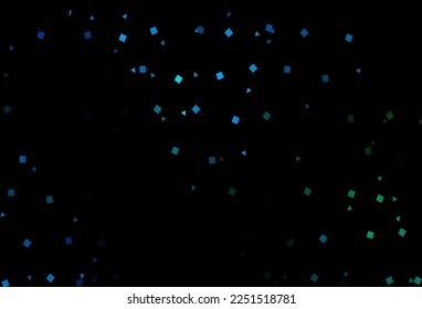 Dark Blue, Green vector template with crystals, circles, squares. Circles, lines, rhombus with colorful gradient. Smart design for your business advert.