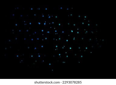 Azul oscuro, plantilla vectorial verde con cristales, círculos, cuadrados. Ilustración abstracta brillante con esferas, cuadrados, líneas. Patrón de anuncios comerciales, folletos, folletos