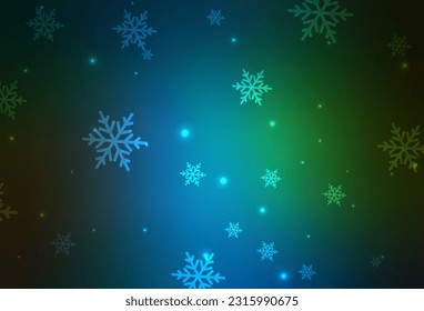 Dark Blue, Green vector template in carnival style. A colorful design in Christmas style with gradient. Best design for a college poster, banner.