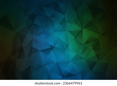 Azul oscuro, plantilla vectorial verde con cristales, triángulos. Hermosa ilustración con triángulos de estilo natural. Mejor diseño inteligente para su negocio.