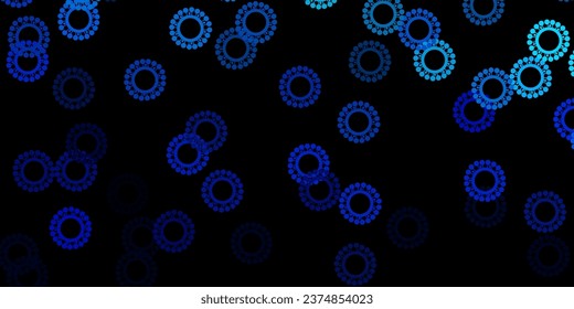 Plantilla vectorial verde azul oscuro con signos de gripe. Ilustración inteligente con signos cómodos en estilo decorativo. Diseño para la alerta de riesgo biológico.