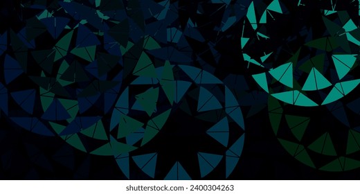 Dunkelblaue, grüne Vektorvorlage mit dreieckigen Formen. Klare abstrakte Illustration mit Dreiecksformen im modernen Stil. Muster für Bildschirmhintergründe.